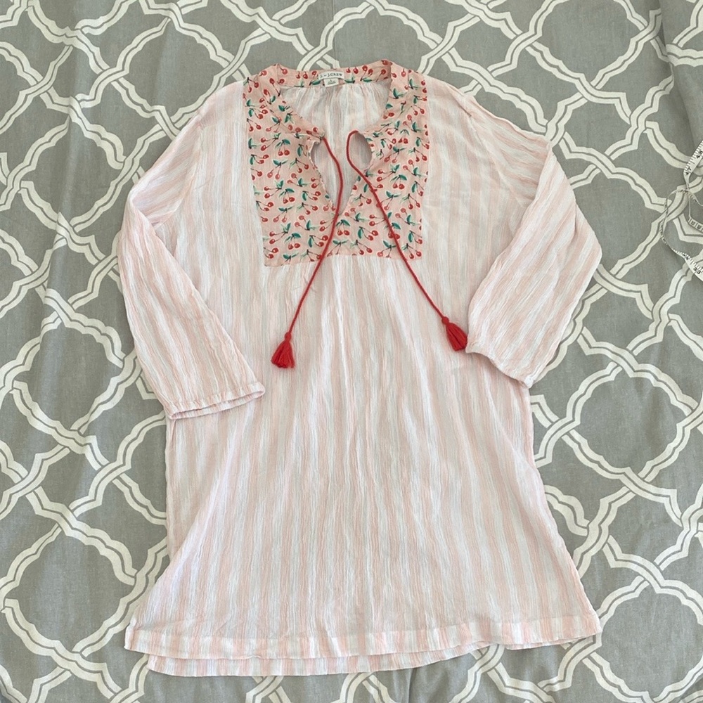 J Crew Cherry Patterned Swim Cover up with Red Accents